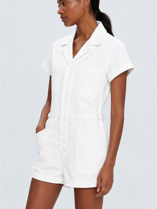pistola Pants - Pistola Parker Romper White Size Small NWT Utility Short Sleeve Button Front